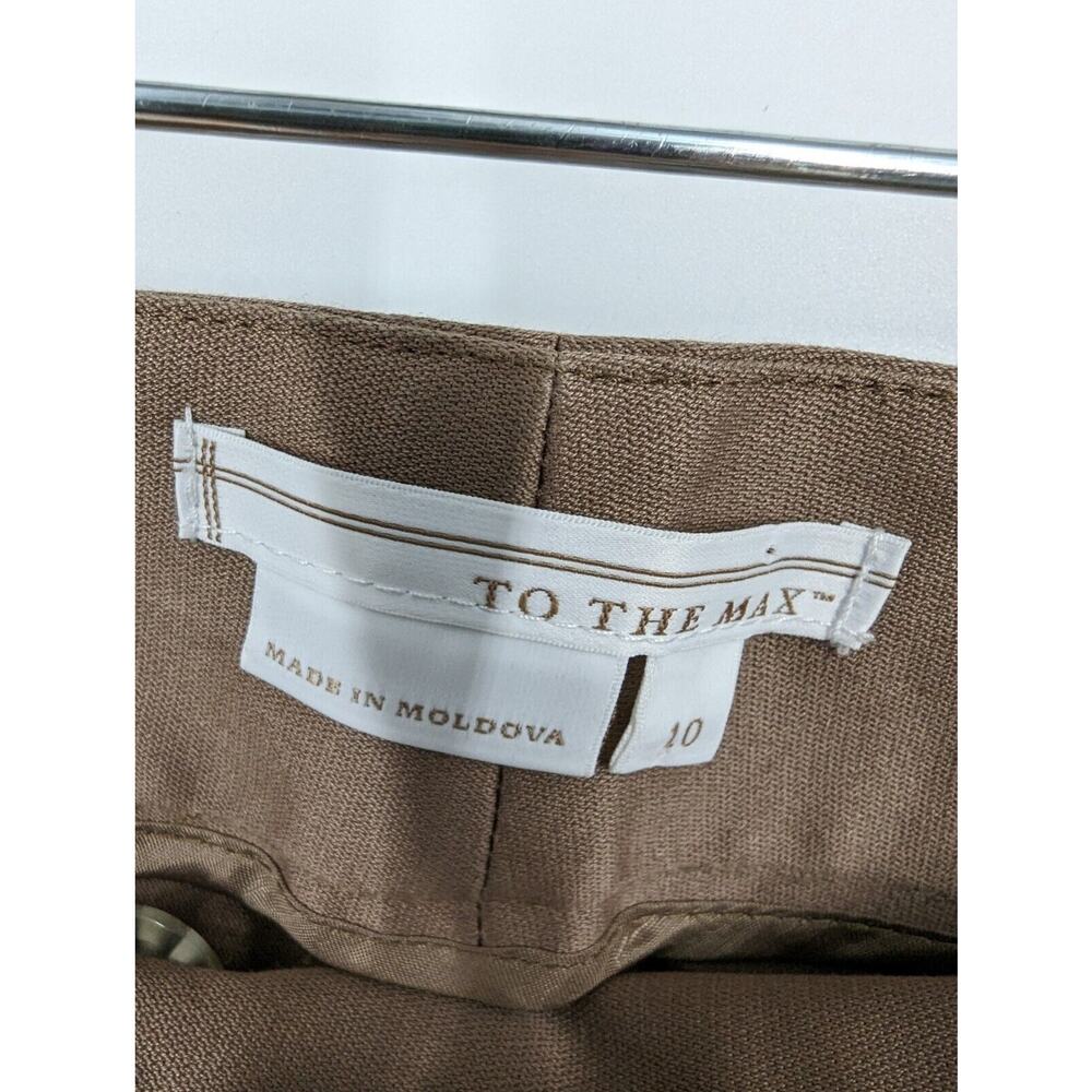 Max Mara To The Max women 10 Tan Cotton Blend Wide Leg Trouser Work Career Pant - Picture 6 of 10
